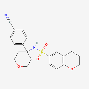 molecular formula C21H22N2O4S B7123985 N-[4-(4-cyanophenyl)oxan-4-yl]-3,4-dihydro-2H-chromene-6-sulfonamide 