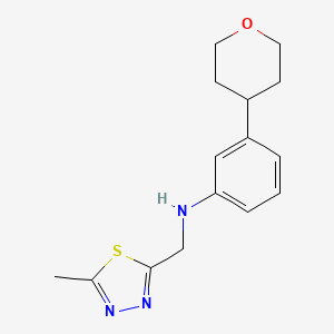 molecular formula C15H19N3OS B7124136 N-[(5-methyl-1,3,4-thiadiazol-2-yl)methyl]-3-(oxan-4-yl)aniline 