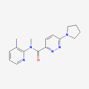 molecular formula C16H19N5O B7124152 N-methyl-N-(3-methylpyridin-2-yl)-6-pyrrolidin-1-ylpyridazine-3-carboxamide 