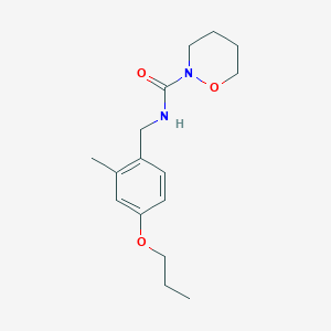 molecular formula C16H24N2O3 B7124177 N-[(2-methyl-4-propoxyphenyl)methyl]oxazinane-2-carboxamide 