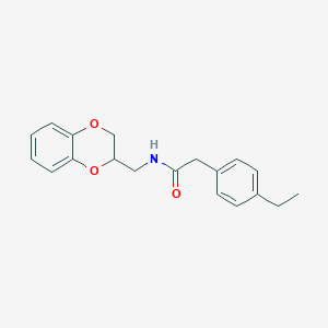 molecular formula C19H21NO3 B7124317 N-(2,3-dihydro-1,4-benzodioxin-3-ylmethyl)-2-(4-ethylphenyl)acetamide 