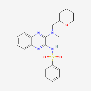 molecular formula C21H24N4O3S B7124331 N-[3-[methyl(oxan-2-ylmethyl)amino]quinoxalin-2-yl]benzenesulfonamide 