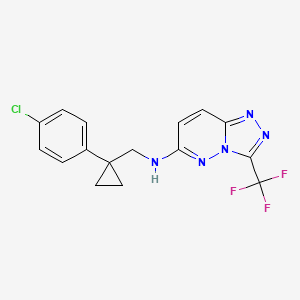 molecular formula C16H13ClF3N5 B7124417 N-[[1-(4-chlorophenyl)cyclopropyl]methyl]-3-(trifluoromethyl)-[1,2,4]triazolo[4,3-b]pyridazin-6-amine 