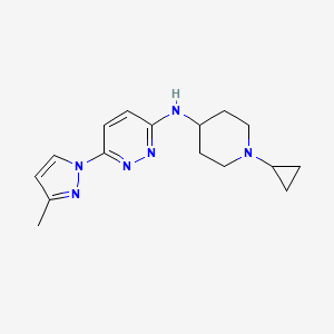 molecular formula C16H22N6 B7124452 N-(1-cyclopropylpiperidin-4-yl)-6-(3-methylpyrazol-1-yl)pyridazin-3-amine 