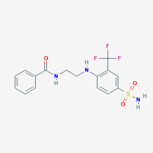 molecular formula C16H16F3N3O3S B7124456 N-[2-[4-sulfamoyl-2-(trifluoromethyl)anilino]ethyl]benzamide 
