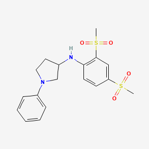 molecular formula C18H22N2O4S2 B7124498 N-[2,4-bis(methylsulfonyl)phenyl]-1-phenylpyrrolidin-3-amine 