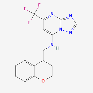 molecular formula C16H14F3N5O B7124532 N-(3,4-dihydro-2H-chromen-4-ylmethyl)-5-(trifluoromethyl)-[1,2,4]triazolo[1,5-a]pyrimidin-7-amine 