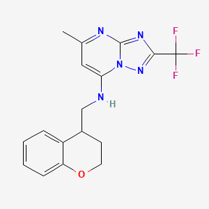 molecular formula C17H16F3N5O B7124540 N-(3,4-dihydro-2H-chromen-4-ylmethyl)-5-methyl-2-(trifluoromethyl)-[1,2,4]triazolo[1,5-a]pyrimidin-7-amine 