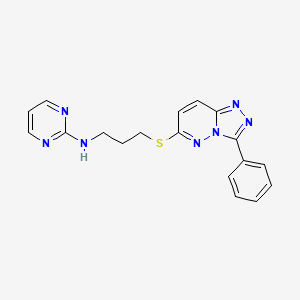 molecular formula C18H17N7S B7124582 N-[3-[(3-phenyl-[1,2,4]triazolo[4,3-b]pyridazin-6-yl)sulfanyl]propyl]pyrimidin-2-amine 