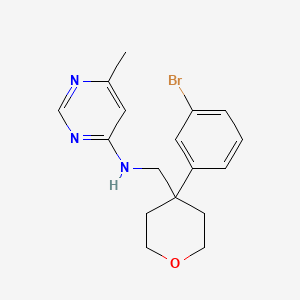 molecular formula C17H20BrN3O B7124619 N-[[4-(3-bromophenyl)oxan-4-yl]methyl]-6-methylpyrimidin-4-amine 