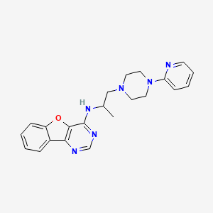 molecular formula C22H24N6O B7124752 N-[1-(4-pyridin-2-ylpiperazin-1-yl)propan-2-yl]-[1]benzofuro[3,2-d]pyrimidin-4-amine 