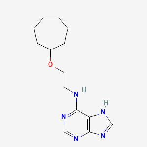 molecular formula C14H21N5O B7124775 N-(2-cycloheptyloxyethyl)-7H-purin-6-amine 