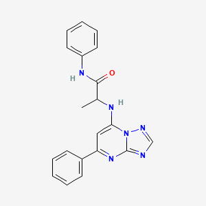molecular formula C20H18N6O B7124808 N-phenyl-2-[(5-phenyl-[1,2,4]triazolo[1,5-a]pyrimidin-7-yl)amino]propanamide 