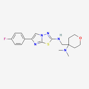 molecular formula C18H22FN5OS B7124828 N-[[4-(dimethylamino)oxan-4-yl]methyl]-6-(4-fluorophenyl)imidazo[2,1-b][1,3,4]thiadiazol-2-amine 