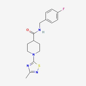 molecular formula C16H19FN4OS B7124873 N-[(4-fluorophenyl)methyl]-1-(3-methyl-1,2,4-thiadiazol-5-yl)piperidine-4-carboxamide 
