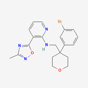 molecular formula C20H21BrN4O2 B7124882 N-[[4-(3-bromophenyl)oxan-4-yl]methyl]-3-(3-methyl-1,2,4-oxadiazol-5-yl)pyridin-2-amine 