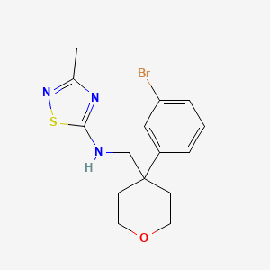 molecular formula C15H18BrN3OS B7124884 N-[[4-(3-bromophenyl)oxan-4-yl]methyl]-3-methyl-1,2,4-thiadiazol-5-amine 