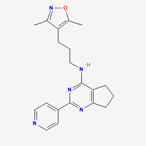 molecular formula C20H23N5O B7125110 N-[3-(3,5-dimethyl-1,2-oxazol-4-yl)propyl]-2-pyridin-4-yl-6,7-dihydro-5H-cyclopenta[d]pyrimidin-4-amine 