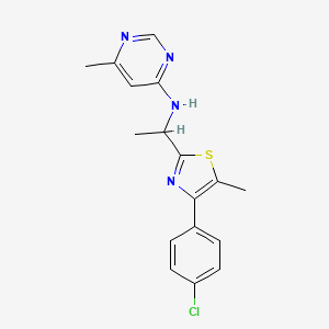 molecular formula C17H17ClN4S B7125176 N-[1-[4-(4-chlorophenyl)-5-methyl-1,3-thiazol-2-yl]ethyl]-6-methylpyrimidin-4-amine 