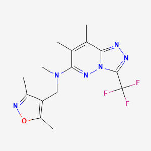 molecular formula C15H17F3N6O B7125342 N-[(3,5-dimethyl-1,2-oxazol-4-yl)methyl]-N,7,8-trimethyl-3-(trifluoromethyl)-[1,2,4]triazolo[4,3-b]pyridazin-6-amine 