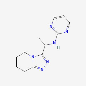 molecular formula C12H16N6 B7125406 N-[1-(5,6,7,8-tetrahydro-[1,2,4]triazolo[4,3-a]pyridin-3-yl)ethyl]pyrimidin-2-amine 