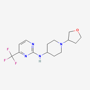 molecular formula C14H19F3N4O B7125416 N-[1-(oxolan-3-yl)piperidin-4-yl]-4-(trifluoromethyl)pyrimidin-2-amine 
