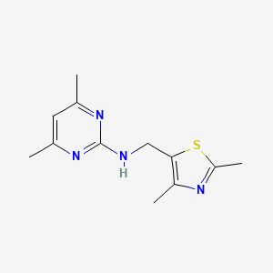 molecular formula C12H16N4S B7125619 N-[(2,4-dimethyl-1,3-thiazol-5-yl)methyl]-4,6-dimethylpyrimidin-2-amine 