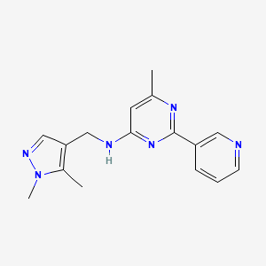 molecular formula C16H18N6 B7125657 N-[(1,5-dimethylpyrazol-4-yl)methyl]-6-methyl-2-pyridin-3-ylpyrimidin-4-amine 
