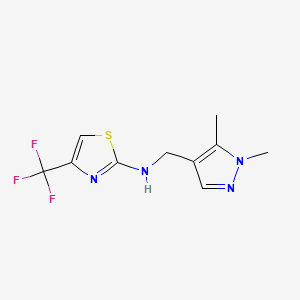 molecular formula C10H11F3N4S B7125663 N-[(1,5-dimethylpyrazol-4-yl)methyl]-4-(trifluoromethyl)-1,3-thiazol-2-amine 