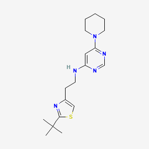 molecular formula C18H27N5S B7125749 N-[2-(2-tert-butyl-1,3-thiazol-4-yl)ethyl]-6-piperidin-1-ylpyrimidin-4-amine 