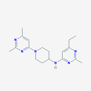 molecular formula C18H26N6 B7126280 N-[1-(2,6-dimethylpyrimidin-4-yl)piperidin-4-yl]-6-ethyl-2-methylpyrimidin-4-amine 
