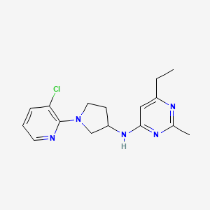 molecular formula C16H20ClN5 B7126385 N-[1-(3-chloropyridin-2-yl)pyrrolidin-3-yl]-6-ethyl-2-methylpyrimidin-4-amine 