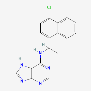 molecular formula C17H14ClN5 B7126409 N-[1-(4-chloronaphthalen-1-yl)ethyl]-7H-purin-6-amine 