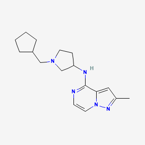 molecular formula C17H25N5 B7126738 N-[1-(cyclopentylmethyl)pyrrolidin-3-yl]-2-methylpyrazolo[1,5-a]pyrazin-4-amine 
