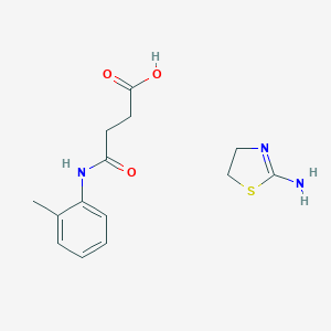 molecular formula C14H19N3O3S B071268 Butanoic acid, 4-((2-methylphenyl)amino)-4-oxo-, compd. with 4,5-dihydro-2-thiazolamine (1:1) CAS No. 171088-71-4