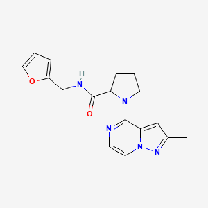 molecular formula C17H19N5O2 B7126936 N-(furan-2-ylmethyl)-1-(2-methylpyrazolo[1,5-a]pyrazin-4-yl)pyrrolidine-2-carboxamide 