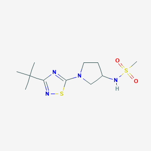 molecular formula C11H20N4O2S2 B7126949 N-[1-(3-tert-butyl-1,2,4-thiadiazol-5-yl)pyrrolidin-3-yl]methanesulfonamide 
