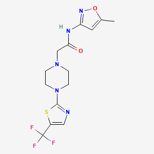 molecular formula C14H16F3N5O2S B7127006 N-(5-methyl-1,2-oxazol-3-yl)-2-[4-[5-(trifluoromethyl)-1,3-thiazol-2-yl]piperazin-1-yl]acetamide 