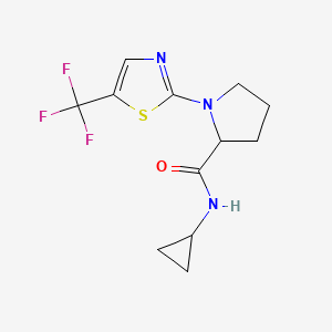 molecular formula C12H14F3N3OS B7127013 N-cyclopropyl-1-[5-(trifluoromethyl)-1,3-thiazol-2-yl]pyrrolidine-2-carboxamide 