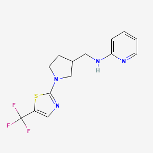 molecular formula C14H15F3N4S B7127052 N-[[1-[5-(trifluoromethyl)-1,3-thiazol-2-yl]pyrrolidin-3-yl]methyl]pyridin-2-amine 