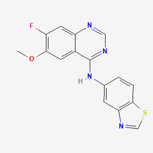 molecular formula C16H11FN4OS B7127056 N-(7-fluoro-6-methoxyquinazolin-4-yl)-1,3-benzothiazol-5-amine 