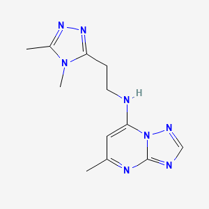molecular formula C12H16N8 B7127068 N-[2-(4,5-dimethyl-1,2,4-triazol-3-yl)ethyl]-5-methyl-[1,2,4]triazolo[1,5-a]pyrimidin-7-amine 