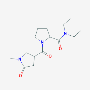 molecular formula C15H25N3O3 B7127230 N,N-diethyl-1-(1-methyl-5-oxopyrrolidine-3-carbonyl)pyrrolidine-2-carboxamide 