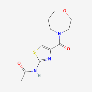 molecular formula C11H15N3O3S B7127300 N-[4-(1,4-oxazepane-4-carbonyl)-1,3-thiazol-2-yl]acetamide 