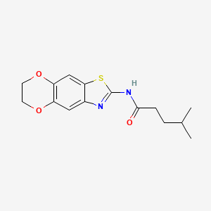 molecular formula C15H18N2O3S B7127380 N-(6,7-dihydro-[1,4]dioxino[2,3-f][1,3]benzothiazol-2-yl)-4-methylpentanamide 
