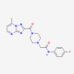 molecular formula C19H20FN7O2 B7127574 N-(4-fluorophenyl)-2-[4-(7-methyl-[1,2,4]triazolo[1,5-a]pyrimidine-2-carbonyl)piperazin-1-yl]acetamide 