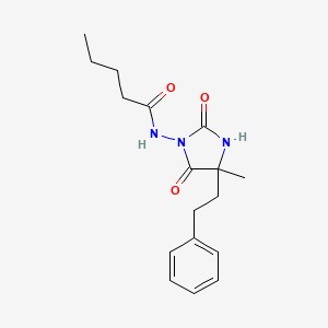 molecular formula C17H23N3O3 B7127642 N-[4-methyl-2,5-dioxo-4-(2-phenylethyl)imidazolidin-1-yl]pentanamide 
