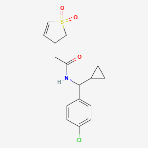 molecular formula C16H18ClNO3S B7127648 N-[(4-chlorophenyl)-cyclopropylmethyl]-2-(1,1-dioxo-2,3-dihydrothiophen-3-yl)acetamide 