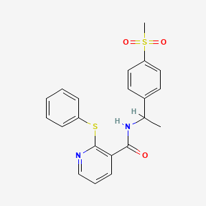molecular formula C21H20N2O3S2 B7127666 N-[1-(4-methylsulfonylphenyl)ethyl]-2-phenylsulfanylpyridine-3-carboxamide 