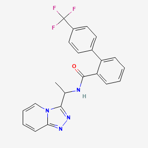 molecular formula C22H17F3N4O B7127685 N-[1-([1,2,4]triazolo[4,3-a]pyridin-3-yl)ethyl]-2-[4-(trifluoromethyl)phenyl]benzamide 